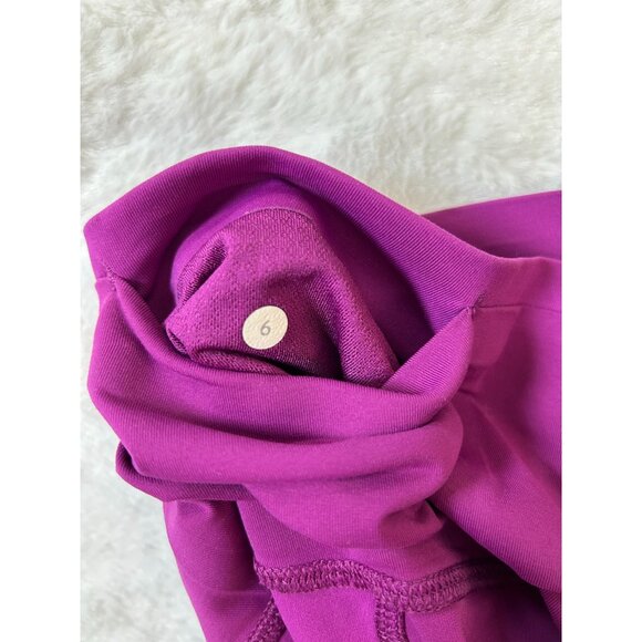Lululemon Leggings Womens Size 6 Fuchsia Cropped High Rise Mesh Panels On Sides - Picture 3 of 12